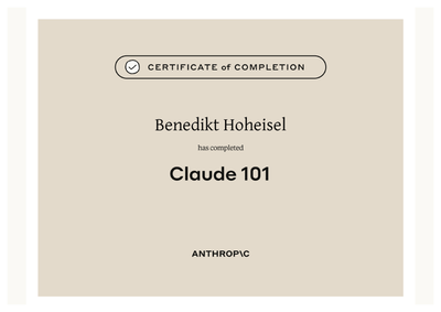 Zertifikat: Claude 101